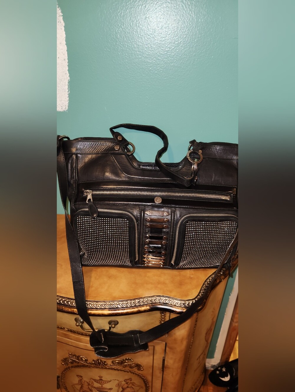 Balenciaga Moto Vintage Shoulder Bag Needs TLC Black Chrome Soft Calf Leather